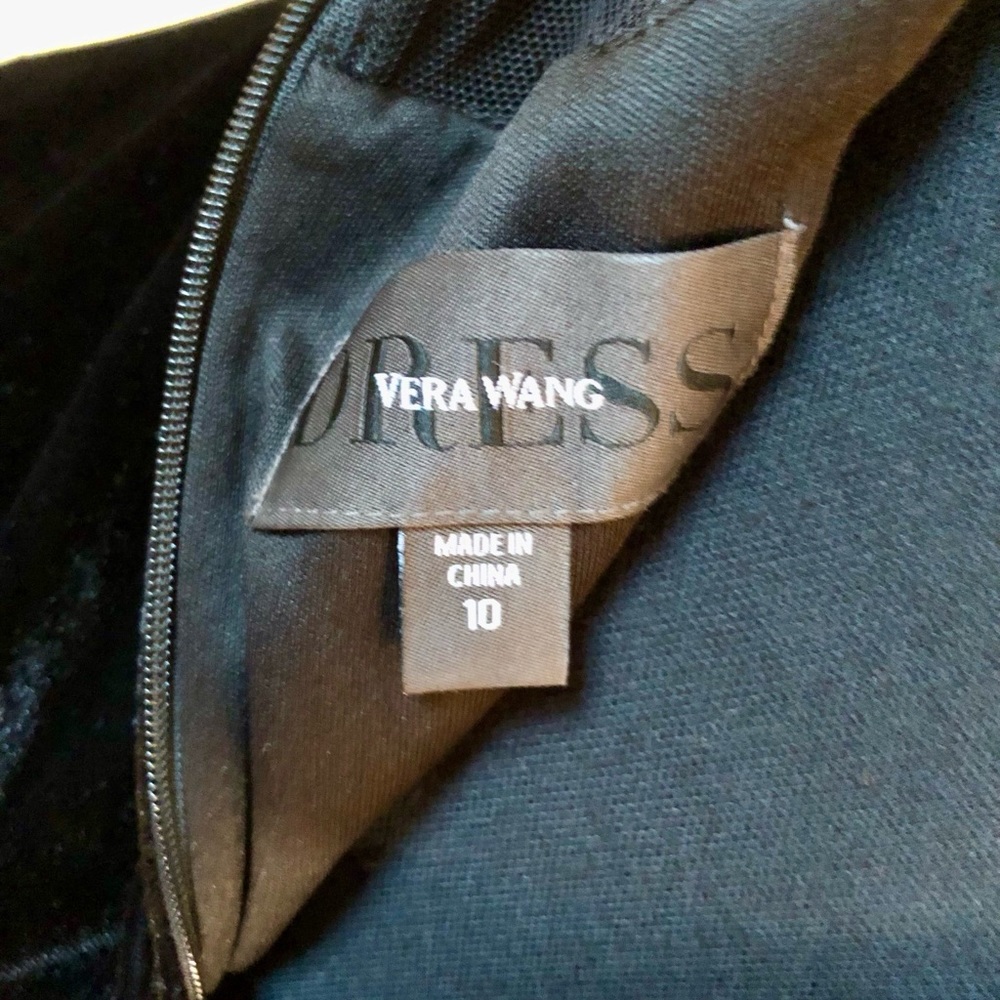 Vera Wang black velvet dress with mesh - Picture 7 of 9